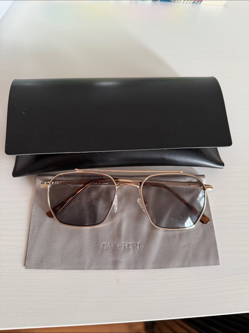 OAK + FORT Gold Frame Sunglasses with Brown Lenses